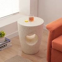 Nordic Furniture Imitation Terrazzo Sofa Side Table Coffee Table Ins Art Balcony Round Small Tea Table Bedroom Bedside Table