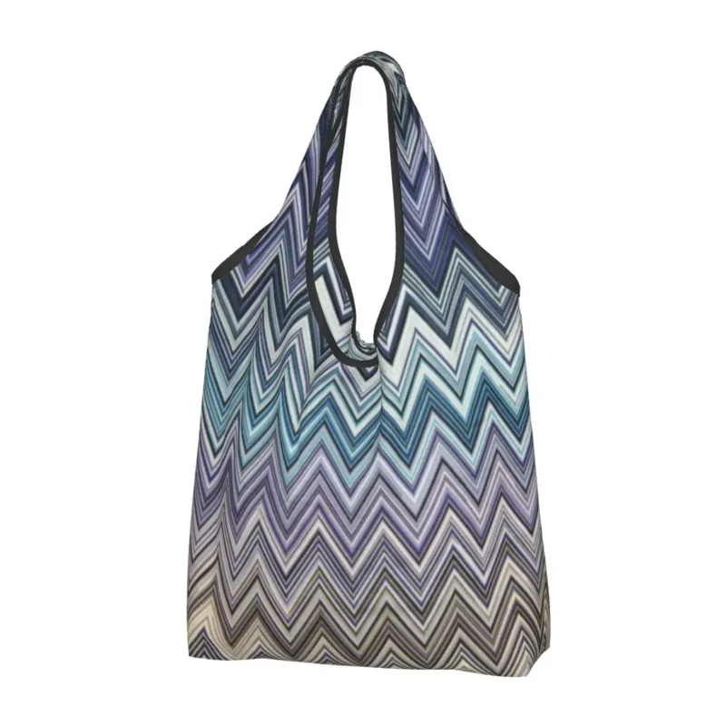 

Home Zig Zag Bohemian Groceries Shopping Bags Funny Shopper Shoulder Tote Bags Capacity Portable Zigzag Boho Pastel Handbag