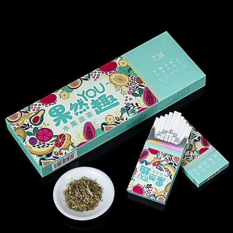 

New Peach Blueberry Cherry Apple Herbal Tea Smoke Healthy Cigarettes No Nicotine Tobacco Fruit Tea