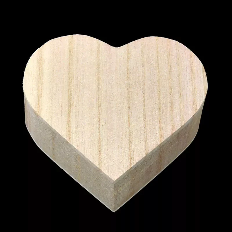 

New in Box Heart Shape Wood Box Jewelry Box Wedding Gift Makeup Cosmetic Earrings Ring Desk Rangement Make Up Wooden Organizer e