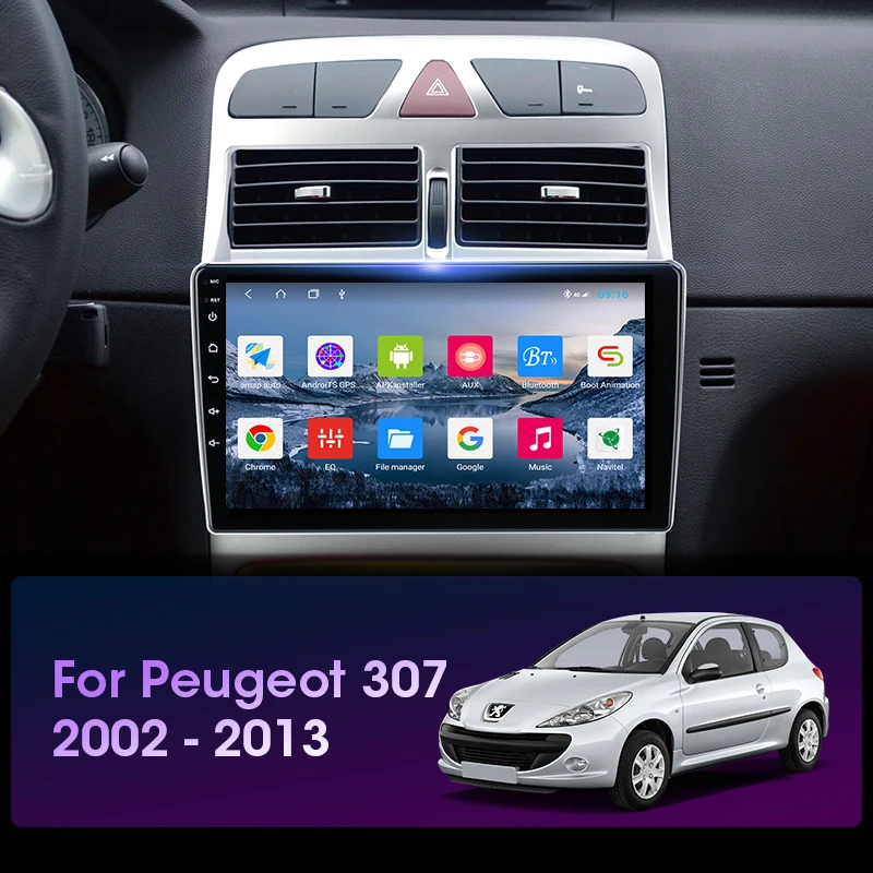 Мультимедийная магнитола JMCQ для Peugeot мультимедийная стерео-система на Android 10 с 9