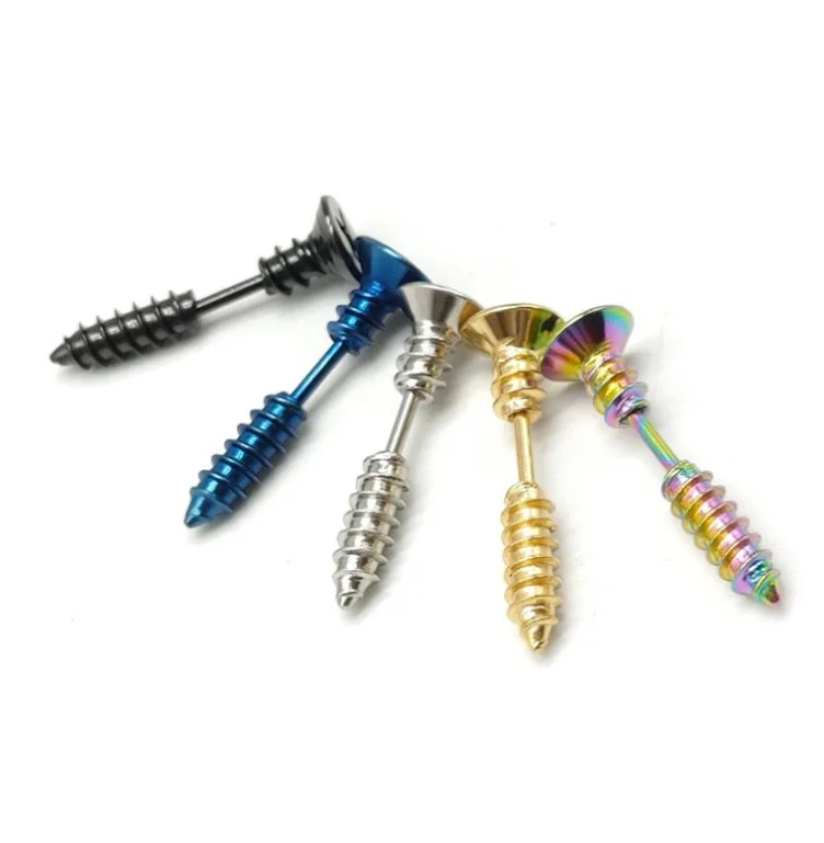 Винтовые серьги-гвоздики в стиле панк Спиральные серьги хип-хоп уличные