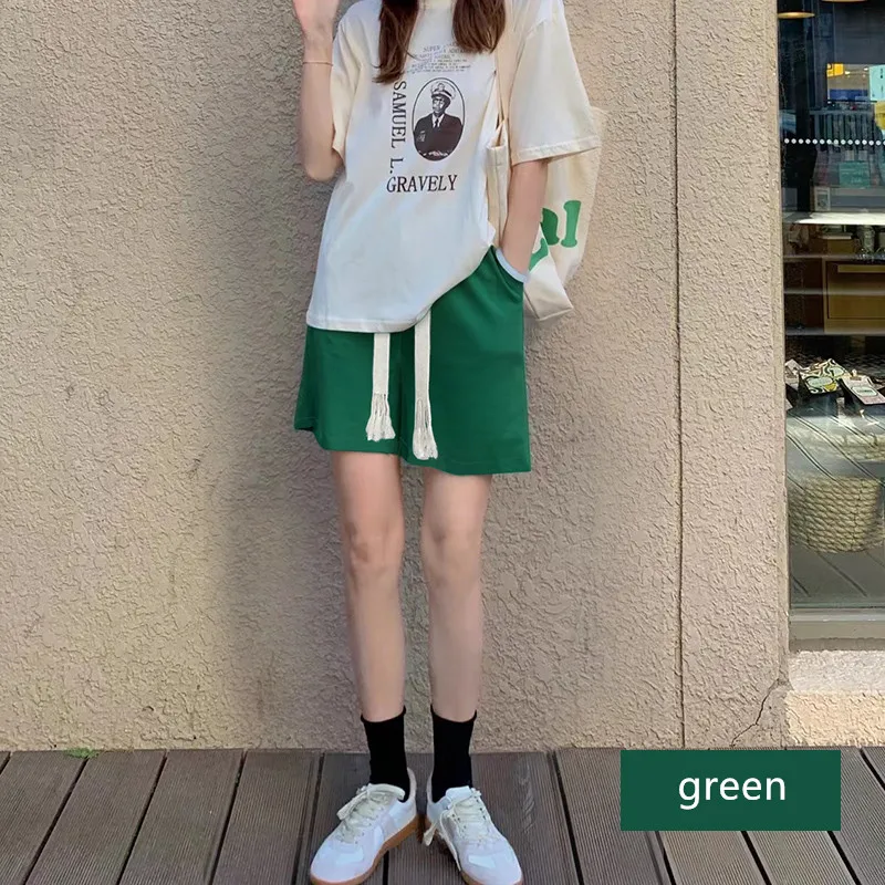 New Women'S Summer Thin High Waist Slim Casual Sports Shorts Female Fashion Versatile Loose Fit Slim Wide Leg 5-Point Trousers