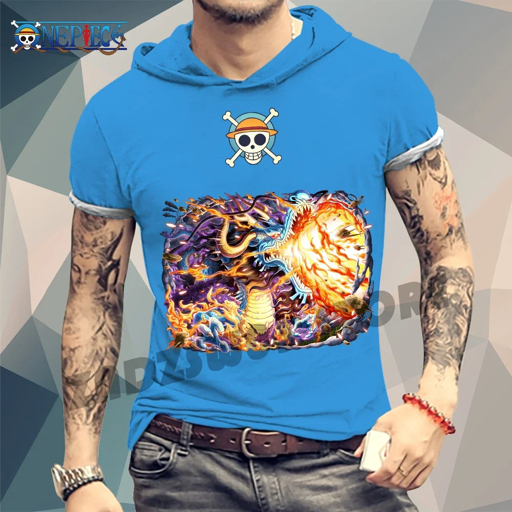 Мужская цельная футболка с капюшоном размеры до 3XL