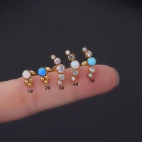 1piece flat studs lip stud earrings 2022 for women jewelry ear cuffs 1 28 mm stainless steel piercing opal earrings for teens