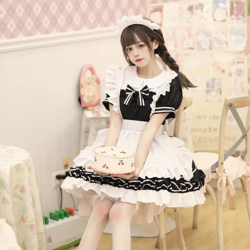 

Women Lovely Maid Cosplay Costume Short Sleeve Retro Maid Lolita Dress Cute Japanese French Outfit Cosplay Costume Plus Size 5XL