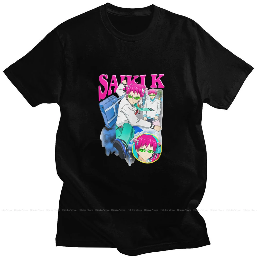 

Anime The Disastrous Life of Saiki K Saiki Kusuo New Products Hot Sale Summer Short-sleeved Loose Casual Man T-shirt Simple