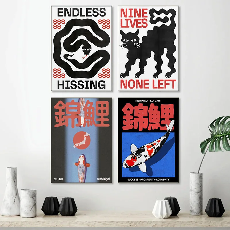 Классический абстрактный настенный художественный принт постер японский