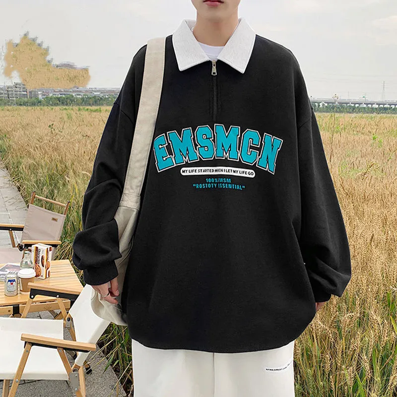 

Винтажная рубашка-поло, свитшот, женская рубашка с полумолнией и длинным рукавом для пар, мужские Красивые американские осенние тонкие пальто с надписью, осень