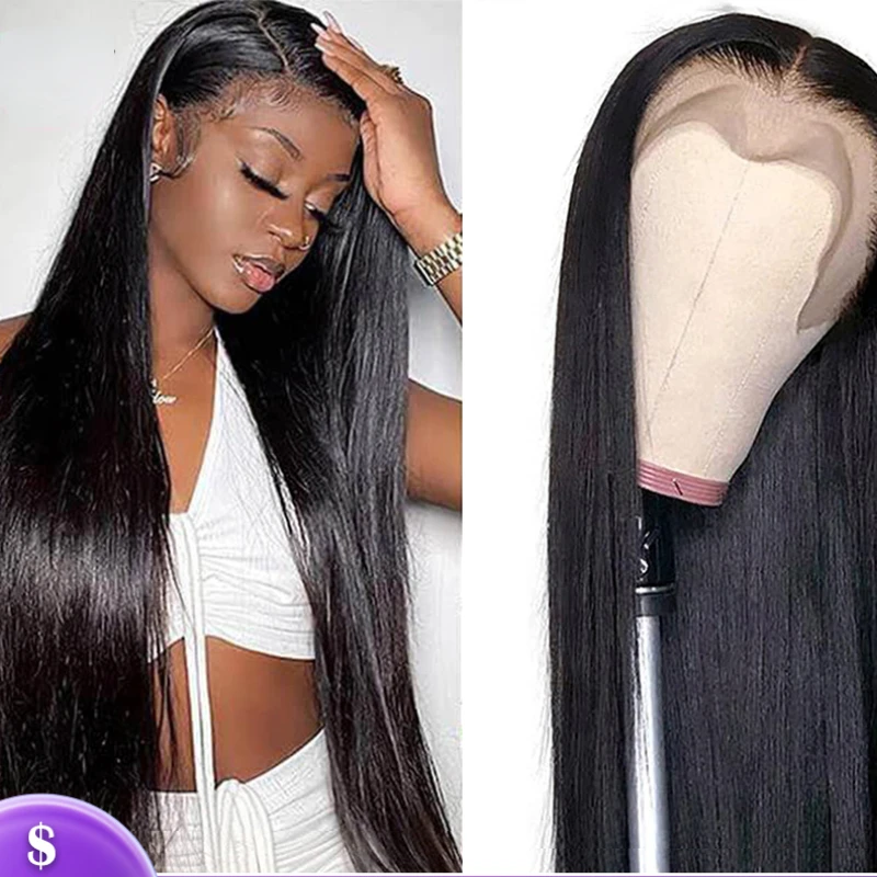 30 32 Inch Straight Lace Front Wig For Women  Human Hair Wigs 13x4  Transparent Lace Frontal Wig 4x4 Lace Closure Wig