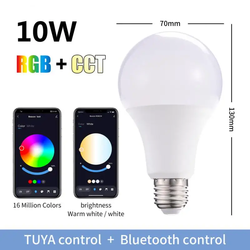 

Smart Led Bulb Tuya Light E27 10W Bluetooth-compatible Lamp RGBW Led Lamp Color Changing Lampada RGB+CCT Decor Home AC85-265V