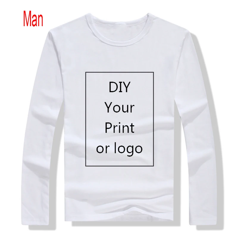 

3D Customize Your Own Logo Picture Autumn T-shirt Long Sleeve Round Neck Leisure Fitness Solid Color Fashion T-shirt Running Top