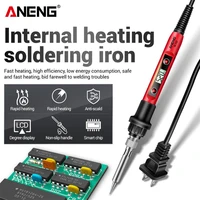 aneng sl102 lcd electric soldering iron adjustable temperature digital display welding tool portable electrocautery euus plug