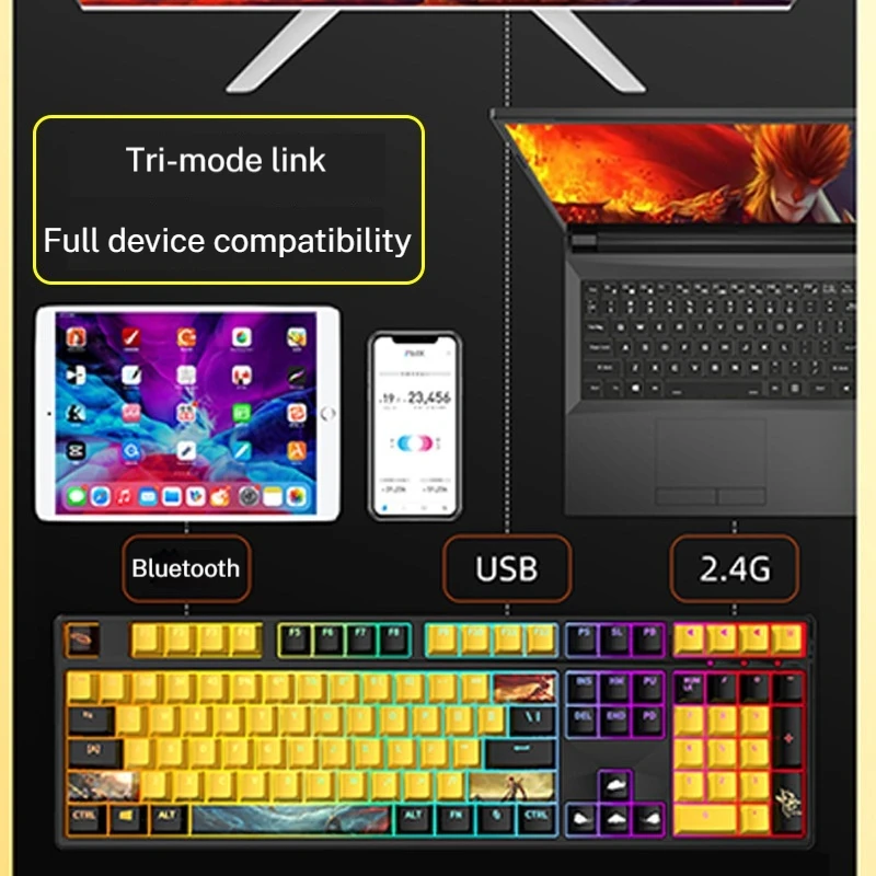 Беспроводная механическая клавиатура с Bluetooth и Usb-портом 108 клавиш