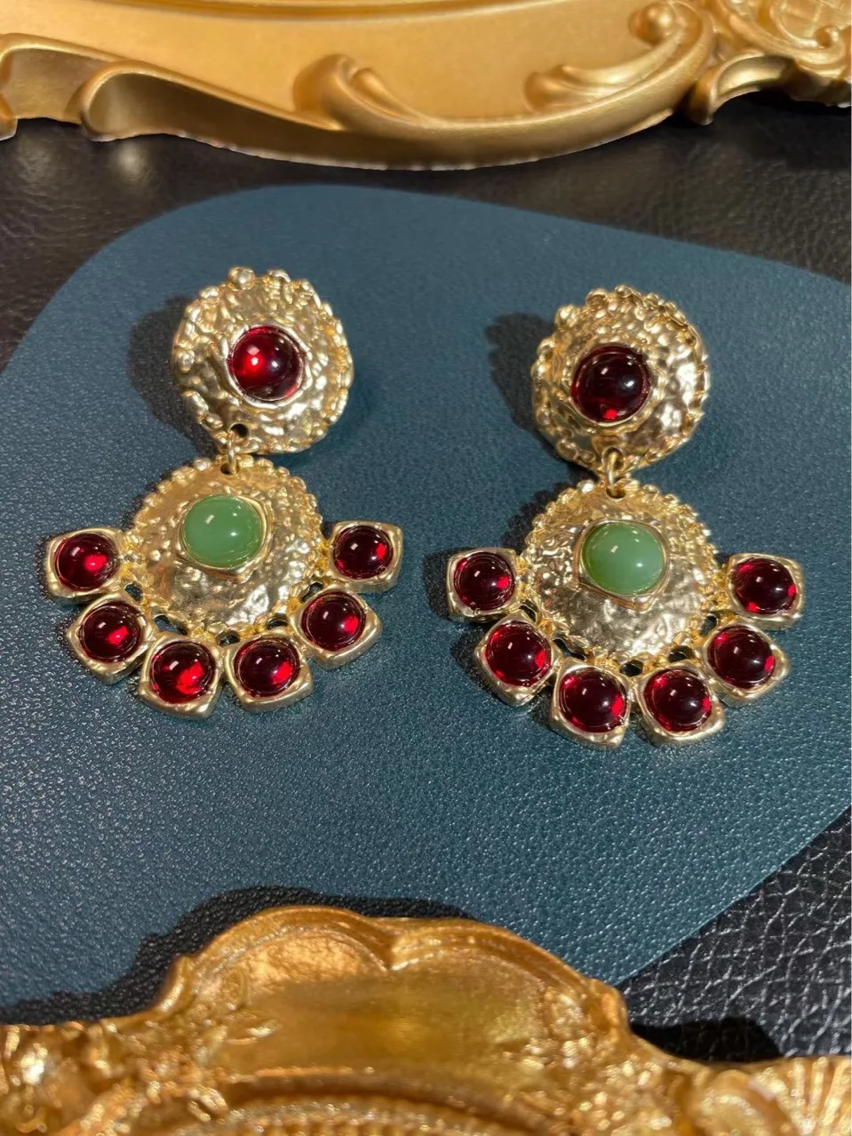 

Vintage Western Antique Colored Glaze Mid-Ancient Earrings 925 Silver Needle