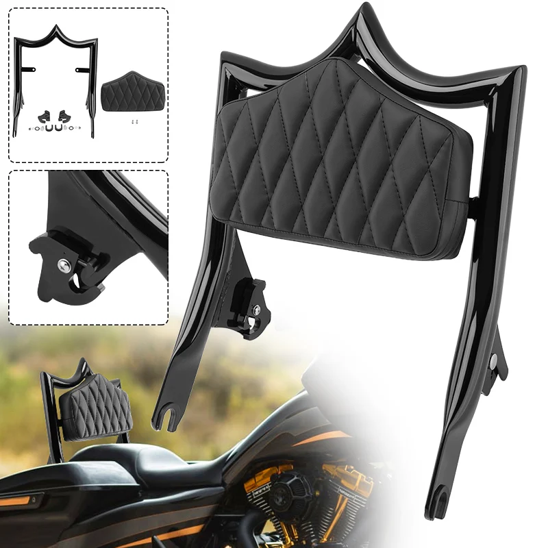 

Мотоциклетная черная съемная спинка для пассажира, подходит для Harley Touring Street Glide Road Glide Road King 2009-Later