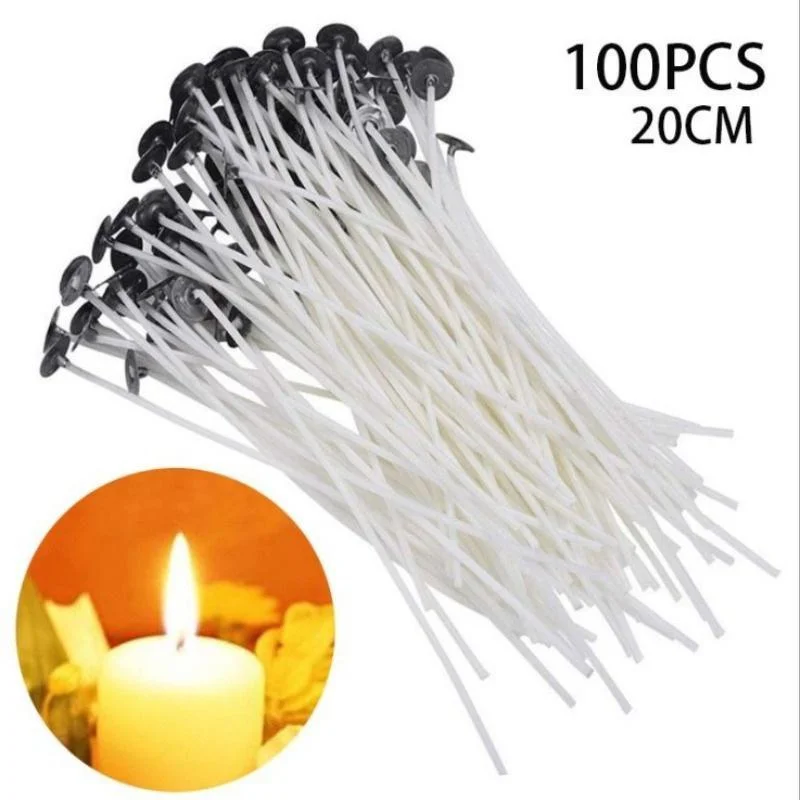 

100Pcs 20cm Candle Wicks Smokeless Wax Pure Cotton Core DIY Candle Making Wicks for Party Supplies