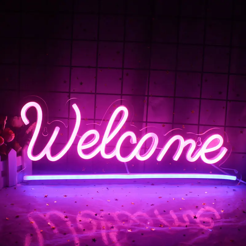 Wanxing Neon Led Neon Sign Welcome Design Wall Hanging Art For Shop Store Restaurant Bar Bedroom Home Room Decor USB Powered