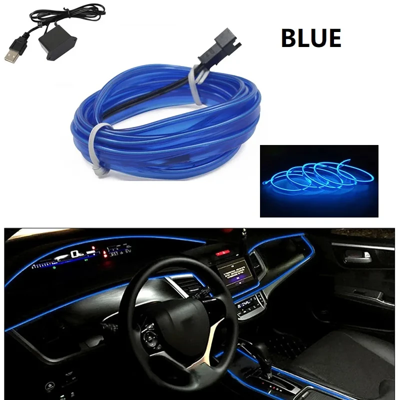 

1 м/2 м/3 м/5 м салон автомобиля светодиодная лента украшения гибкие неоновые огни автомобильная атмосферная лампа 12 В универсальный автоматический окружающий свет