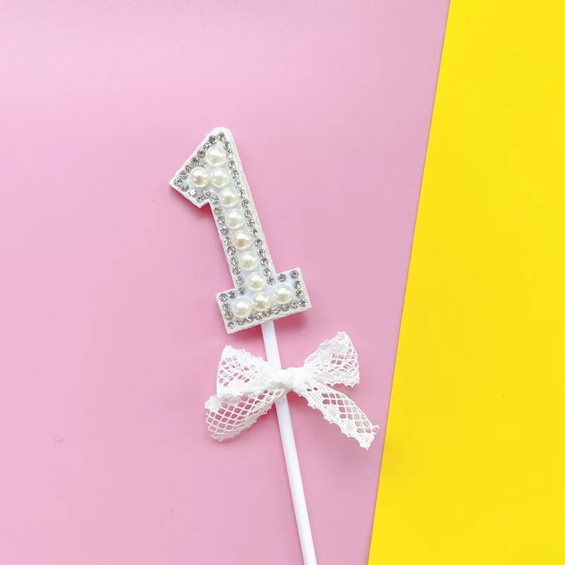 1Pc Glitter Alloy Rhinestone Number Cake Toppers Baby Shower Birthday Decoration Wedding Gold Silver Digital Cakes Dessert Decor - купить по