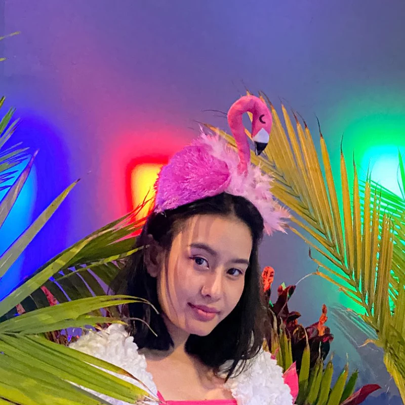 Обруч для волос с тропическим фламинго Гавайской вечеринки украшение дня