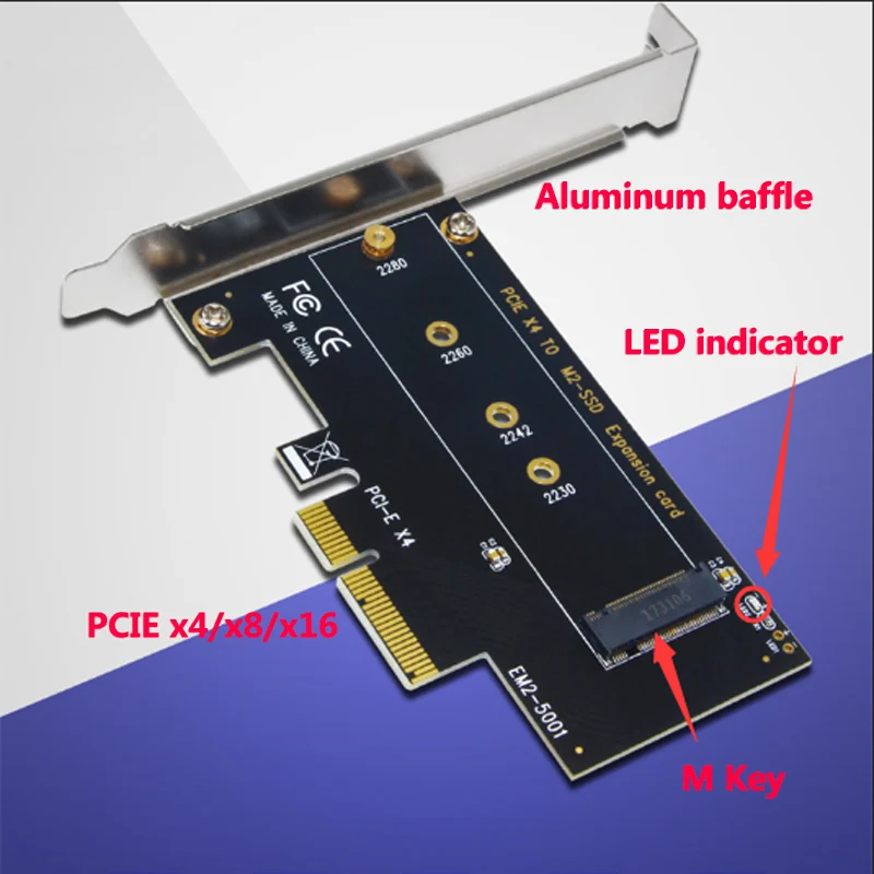 M.2 для NVMe SSD к PCIE X4 адаптер M Key интерфейсная карта поддержка PCI Express 3 0x4 2230-2280 Размер