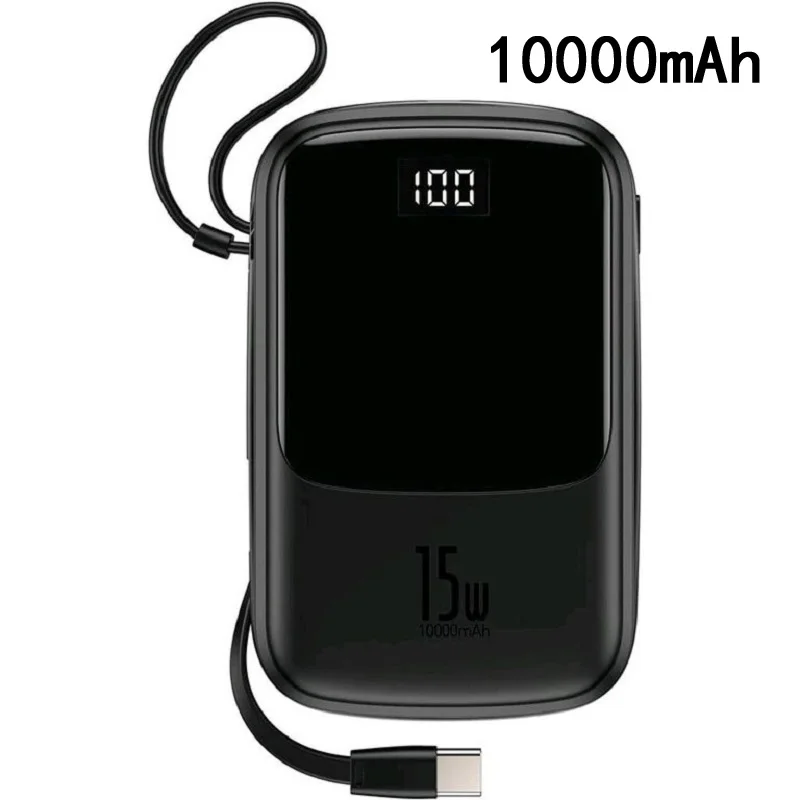 

Fast charging power bank external battery 10000 mAh power bank data cable TYPE-C 15W 3A black