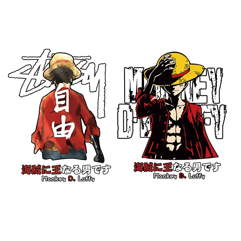 

Japanese anime OnePiece Monkey D. Luffy heat transfer vinyl DIY T-shirt custom patch Sticker on clothes decoration