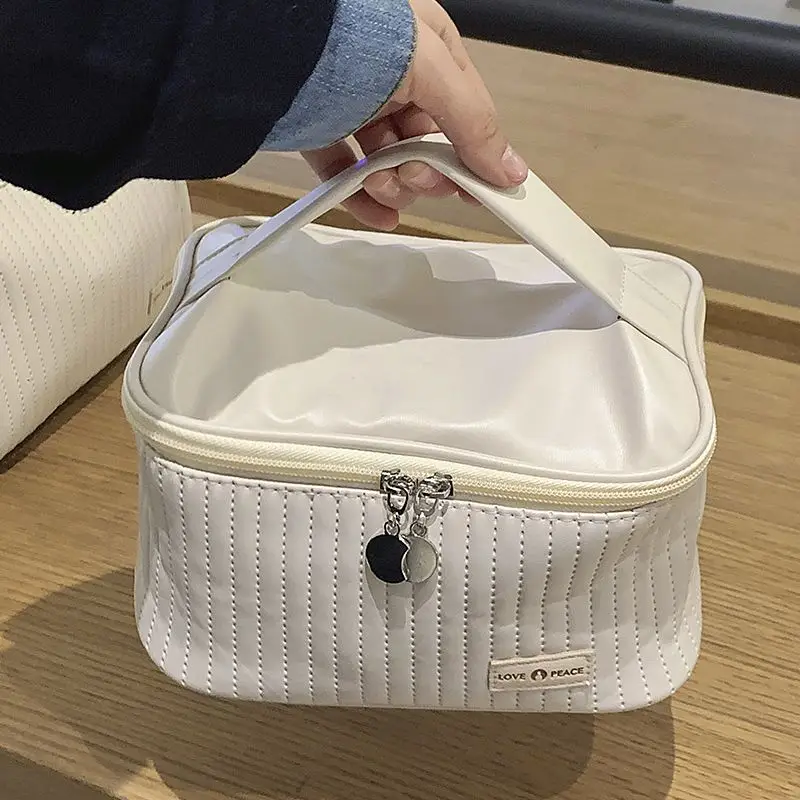 Large Capacity Makeup Bag Women Makeup Organizer Handbag PU Leather Girls Fashion Storage Bag Travel Bathroom Toiletry Bag