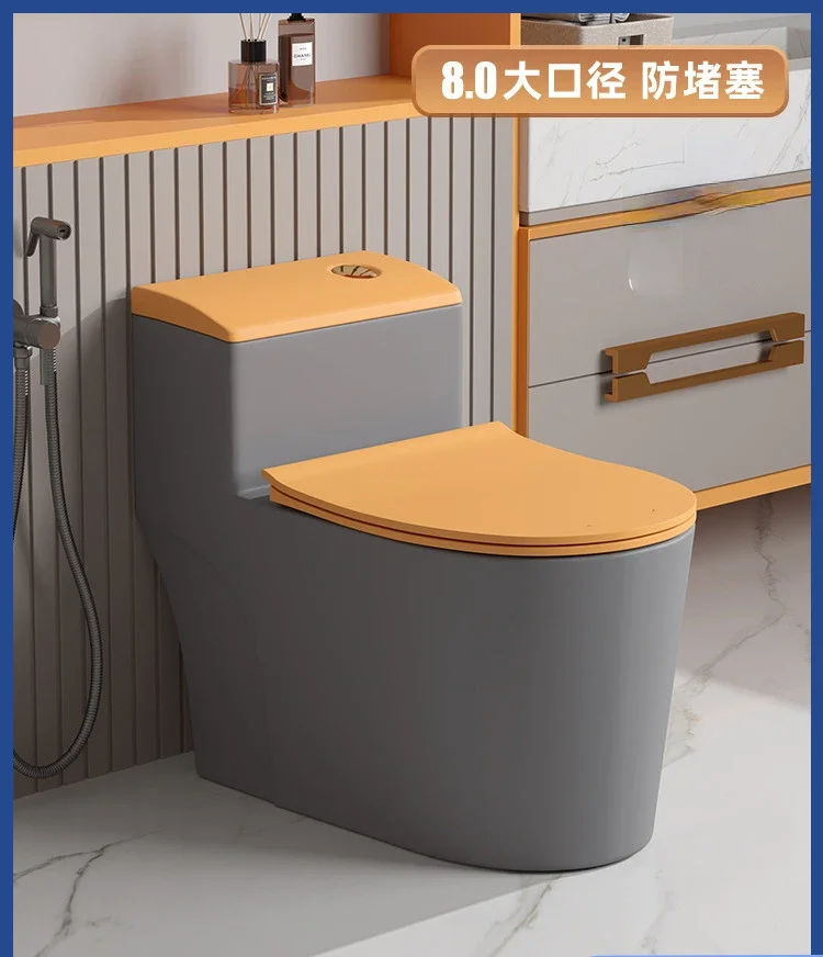 

Large Diameter Light Luxury Orange Domestic Toilet Siphon Deodorant Gray Color Ceramic Pumping Bathroom Toilet Bowl