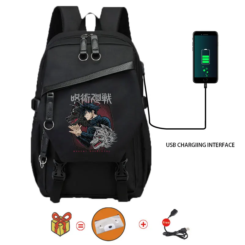 

Anime Jujutsu Kaisen Boys School Bags Gojo Satoru Anime Cosplay Women Backpack USB Charging Kawaii Teenagers Bookbag Mochila