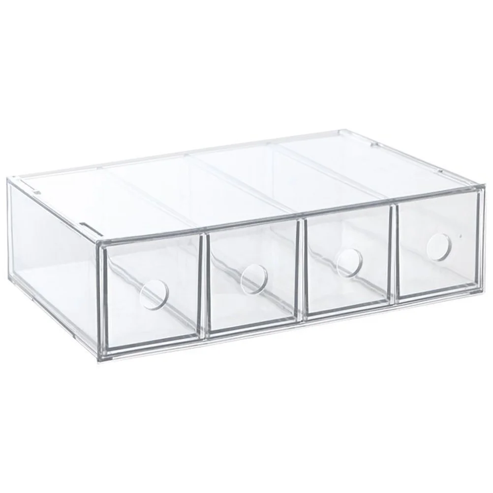 

Clear Makeup Organizer 4 Compartment Drawer Box Makeup Tool Holders For Vanity Acrylic Organizers Lipsticks Storage