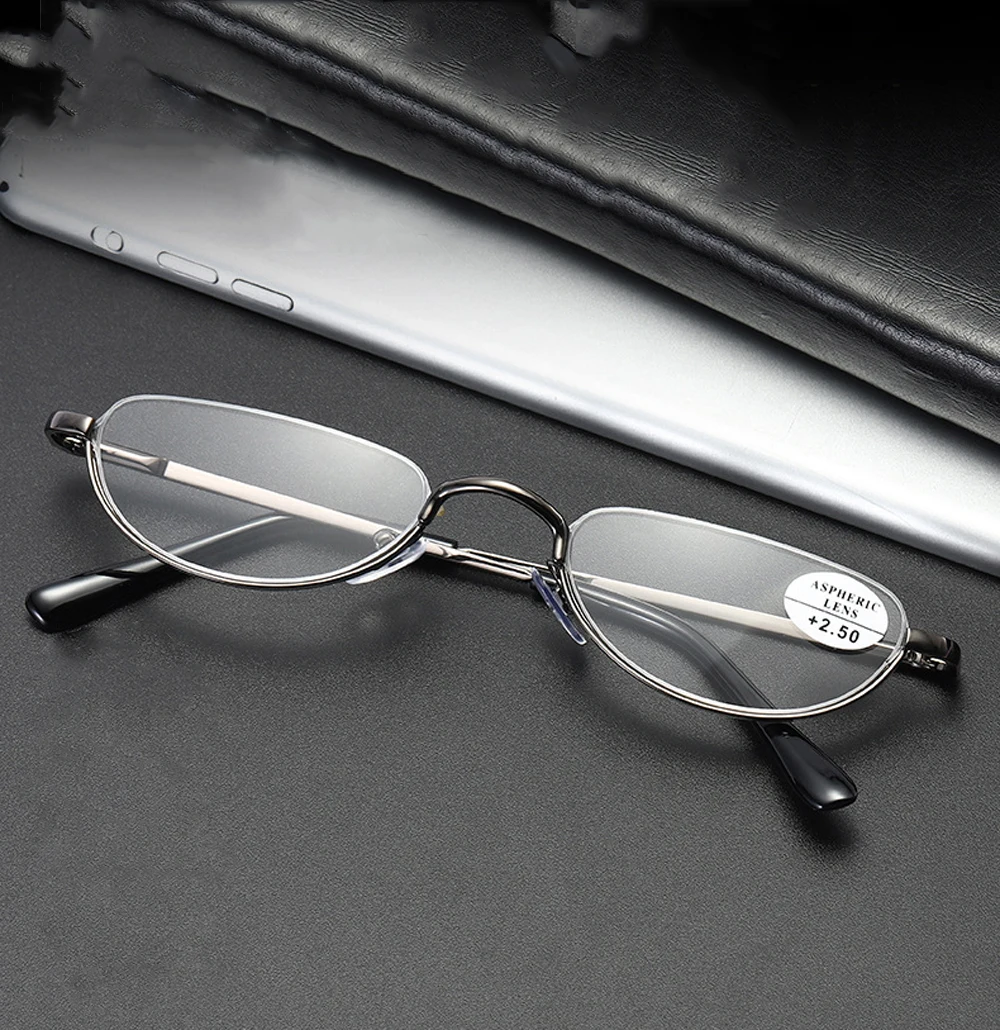 

Stainless Steel Half Frame Alloy Small Portable Oval Fashion Reading Glasses +0.75 +1 +1.25 +1.5 +1.75 +2 +2.25 +2.5 +2.75 to +4