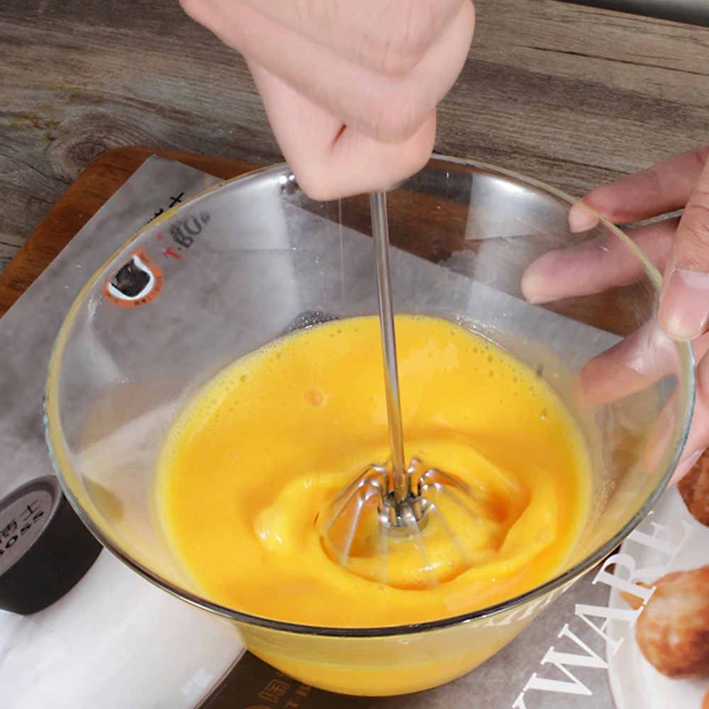 

Egg Shaker Food Grade 430 Stainless Steel Manual Mixer Semi-Automatic Tary Kitchen Tool Egg Beater