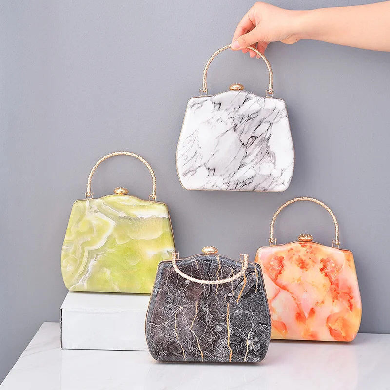 

2023 European and American new marble PU dinner bag Simple online banquet with one-shoulder diagonal bag Party wallet