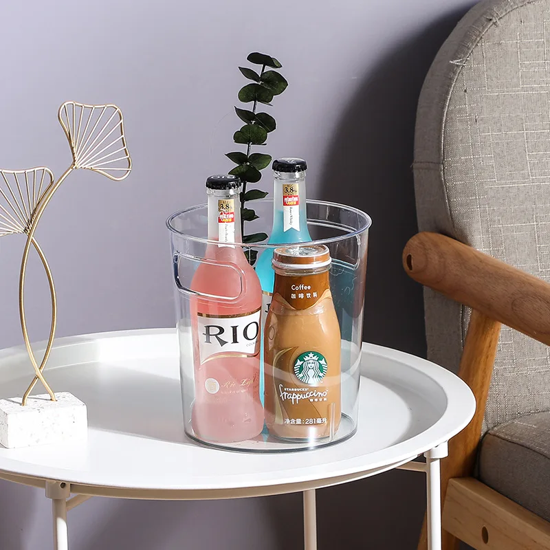 

Storage Bucket Ice Bucket Trash Can Transparent Household Trash Can Desktop Creative Minimalist Living Room Trash PET contains2