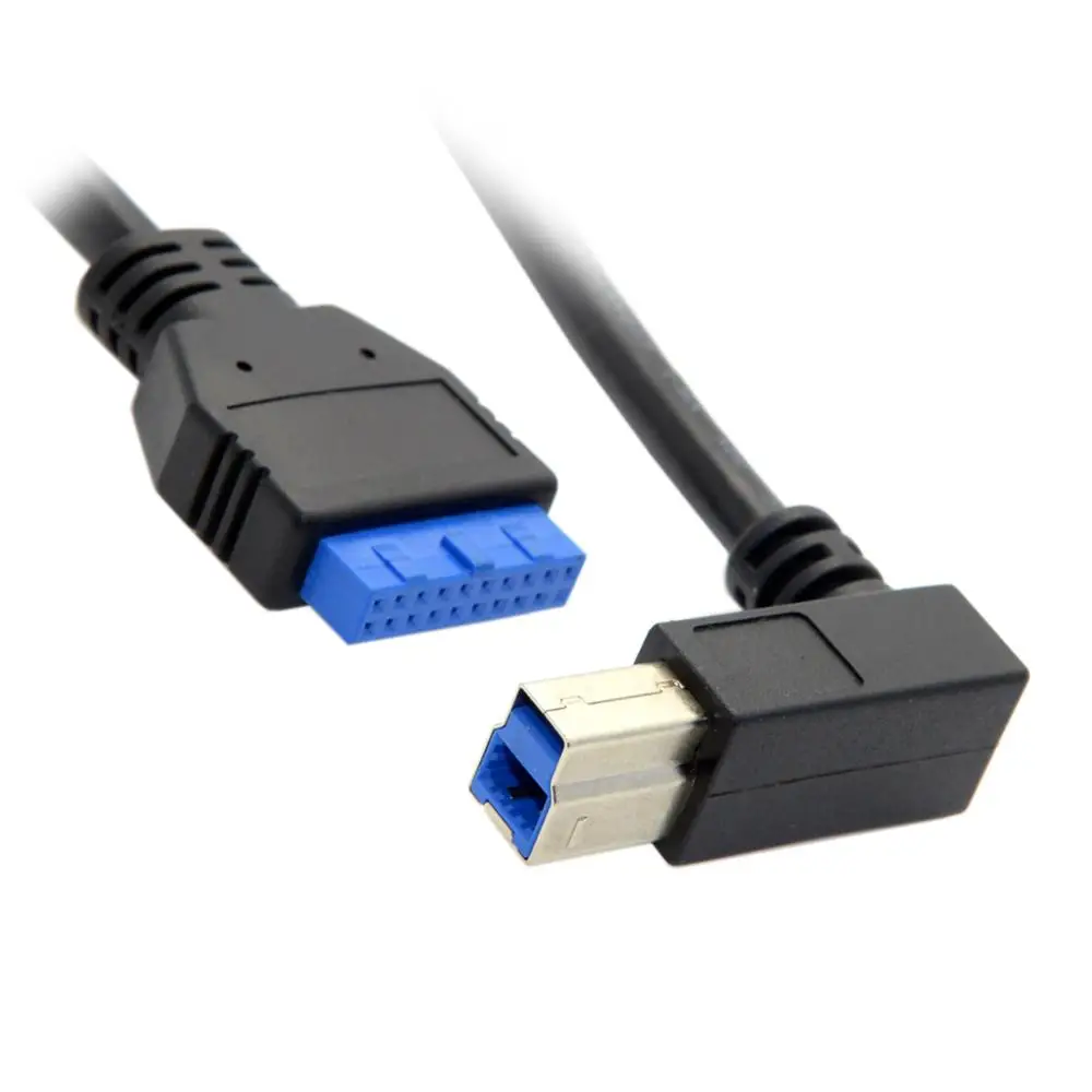 

90 Degree Left angled USB 3.0 B Type Male to Motherboard 20pin USB3.0 19pin Header Cable 50cm
