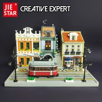 jiestar creative expert ideas street view orient train station 89132 moc bricks modular house building blocks model toy pet shop