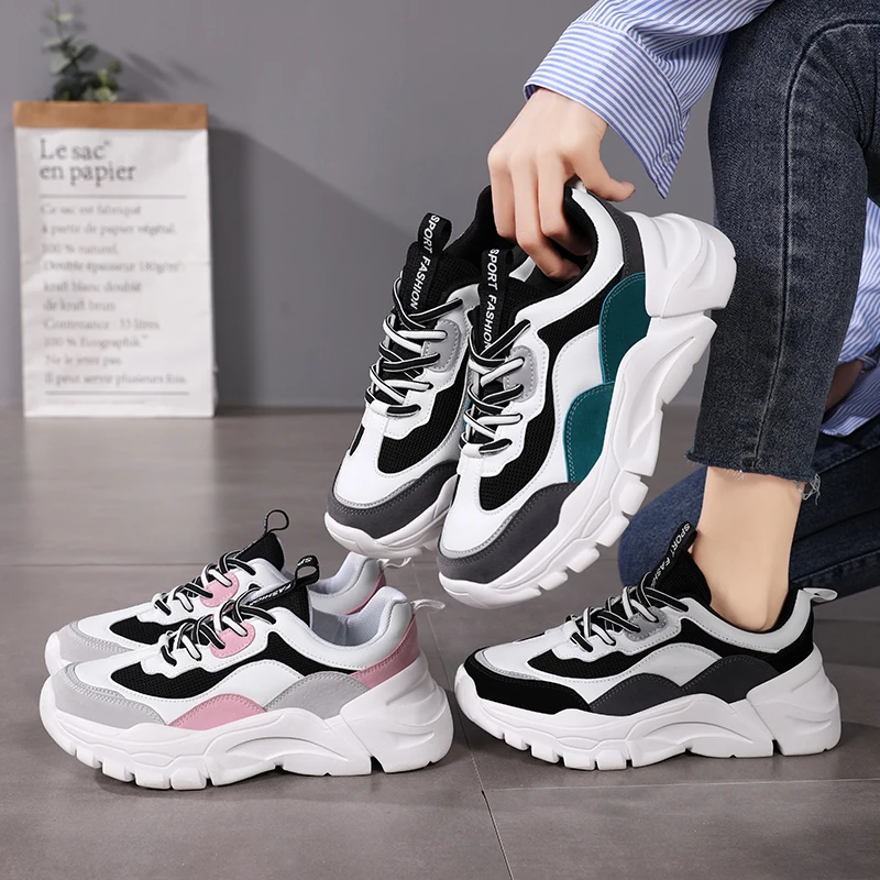 

Summer Women Platform Sport Sneakers Korean Students Casual Skate Board Thick Sole Shoes Big Size 41