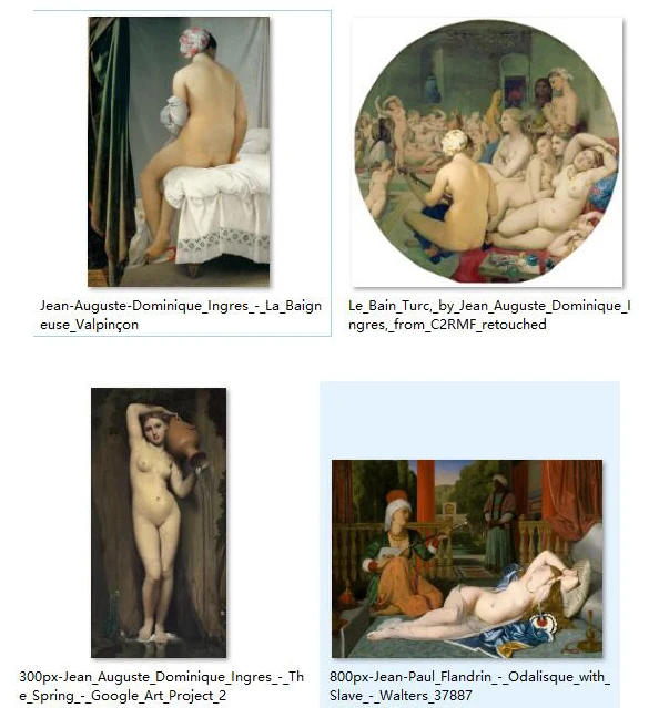 

4pcs -GOOD quality-TOP art - French Neoclassical painter Jean-Auguste-Dominique Ingres nude Bather painting print art on canvas