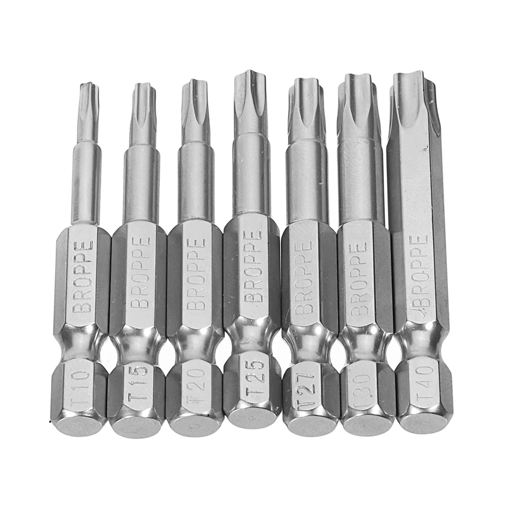 

7Pcs/Set Star Bit Screwdriver Drill Bits Screw Driver Magnetic T10-T40 1/4" Hex Shank Hand Tools Five-pointed Star Bore Hole