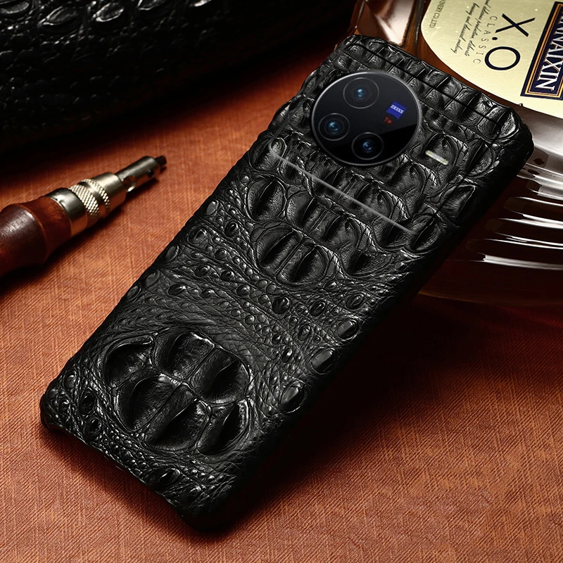 

Natural Crocodile Leather Phone Case For VIVO X90 X70 X50 Pro Plus x80 x50E x30 Pro X70T Y31 Y20 Y35 Y53 Y33s back Cover cases