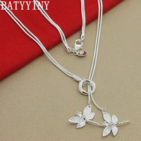 batyyiny 925 sterling silver two dragonfly pendant necklace for women snake chain necklace wedding engagement jewelry gift