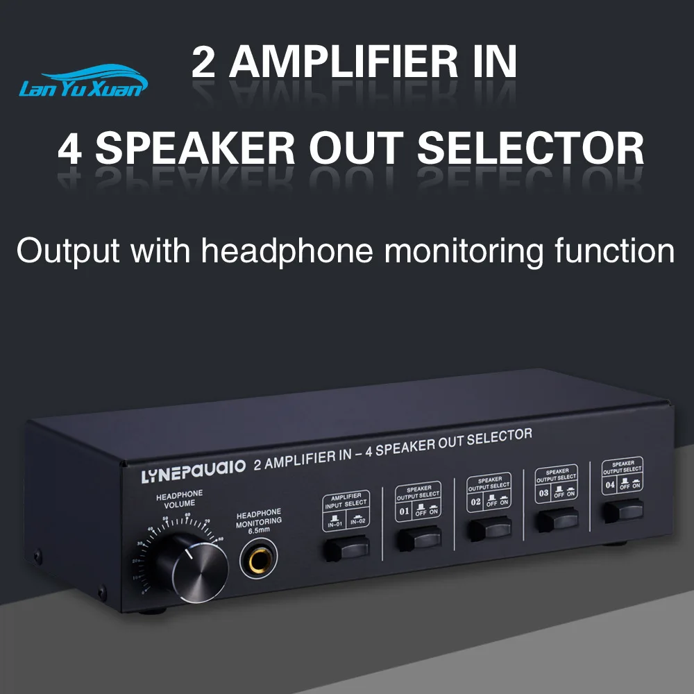 

2 In 4 Out Power Amplifier Sound Switcher Speaker Switch Distributor Headphone Output Lossless