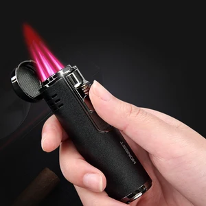 honest turbo metal blue four flame cigarette butane gas lighter smoking accessories windproof cigar lighters gadgets for men free global shipping
