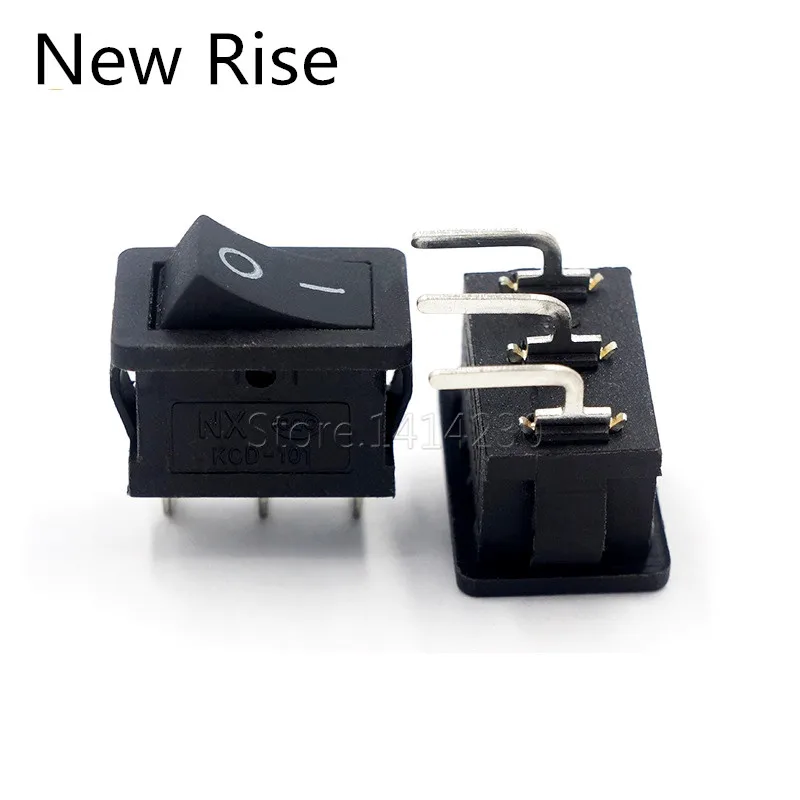 10 шт. переключатель корабля, черный, 10*15 мм, 3-контактный, изогнутые игольчатые штифты 90 градусов, кулисный переключатель ВКЛ-ВЫКЛ, 3A/250 В, 6A/125 В переключатель питания переменного тока