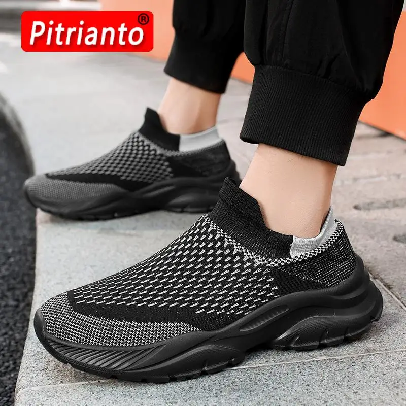 

Мужские Мягкие повседневные туфли, Дышащие стильные спортивные кроссовки, мужская уличная обувь на плоской подошве, прогулочные туфли-носки, большие размеры 39-46