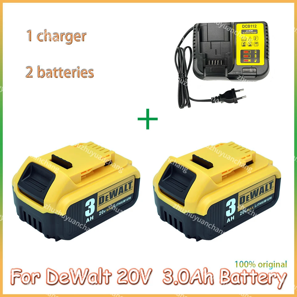 Dewalt DCB200 3000mAh 20V MAX Replacement Battery for Dewalt 20V/18V Batteries DCB184 DCB182 DCB180 DCB182 DCB201 DCB204+charger