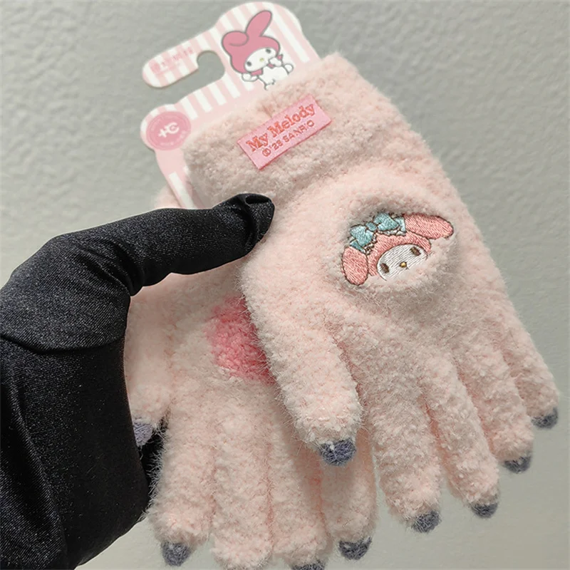 

Cute Sanrio Kuromi My Melody Pochacco Children Gloves Princess Girls Winter Warm Students Writing Thicken Girls Gloves Gift