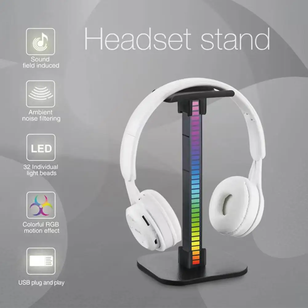 

Headset Stand Stable Base Non-slip Portable Widely Used Desktop Display Pickup/Bottom Luminous RGB Gaming Headphone Stand